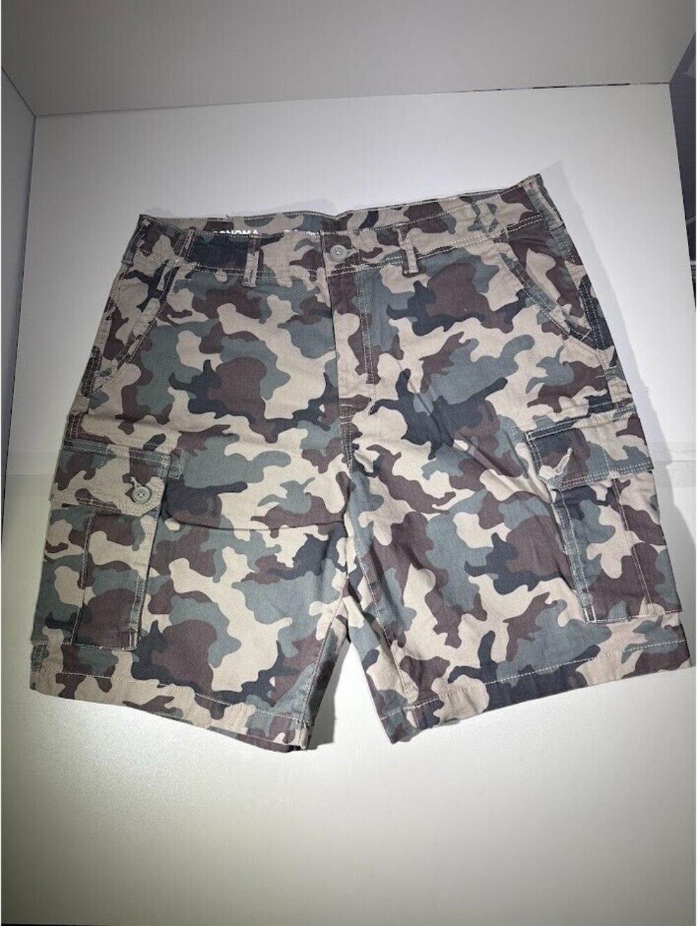 Sonoma Mens 38 Camo Cargo Shorts Green Brown The Everyday Short Stretch 9.5" Ins
